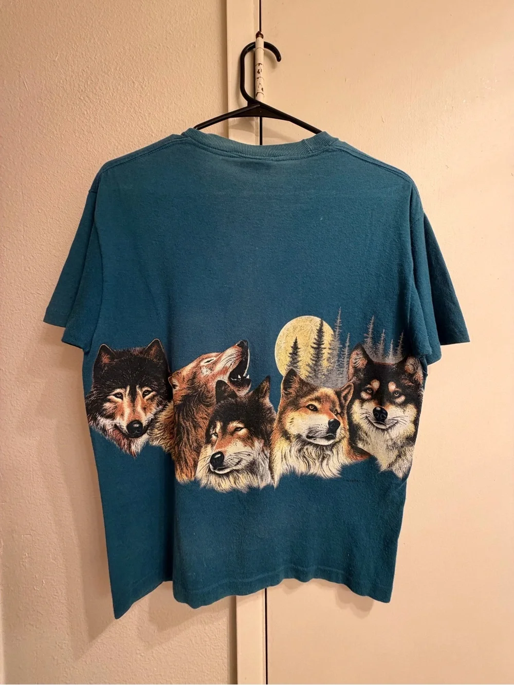 Habitat Teal Blue Wolf Pack Graphic Dog Tee